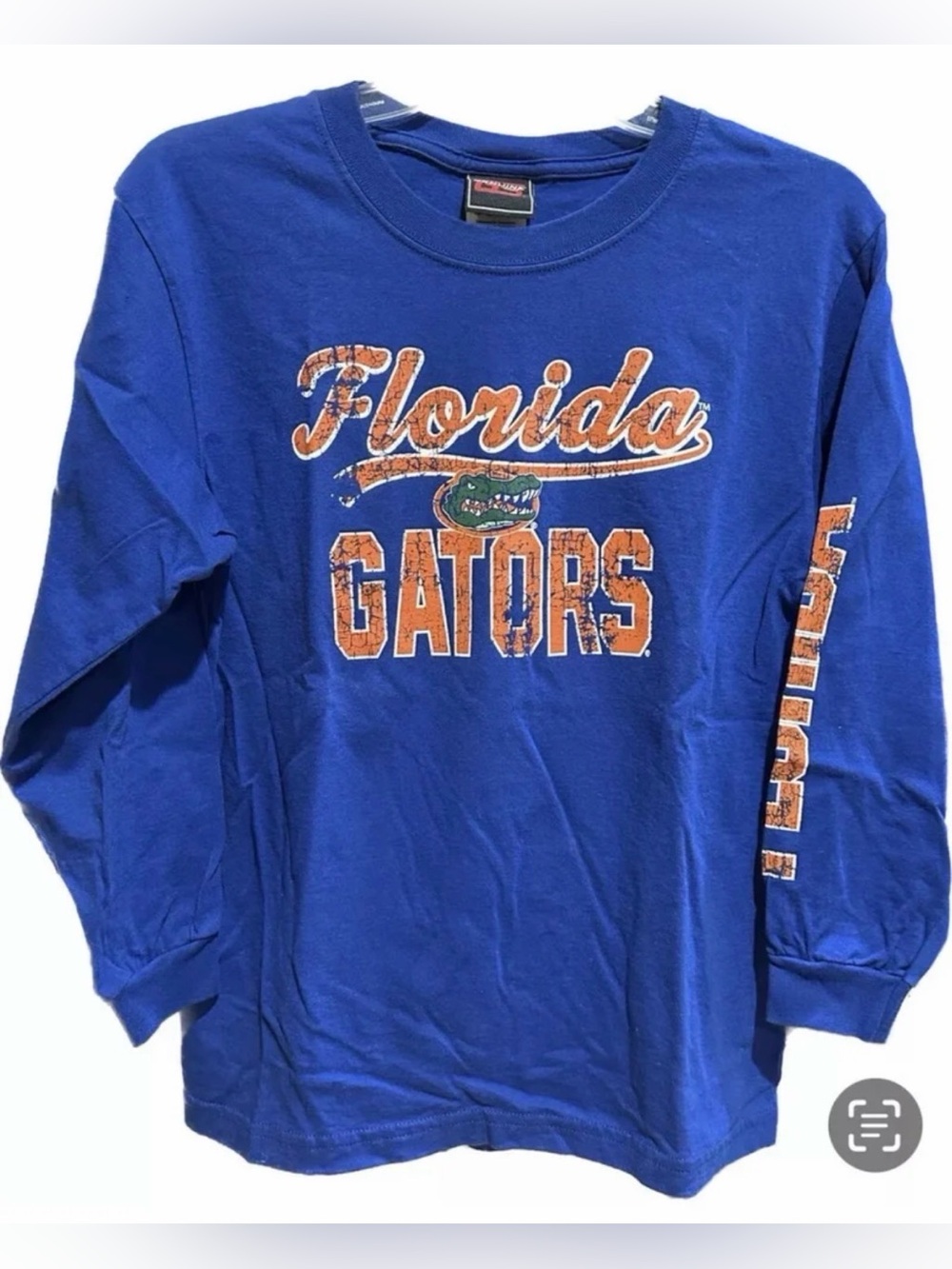 Florida Gators Youth Large 14/16 Long Sleeve Unisex Football T Shirt Blue Orange